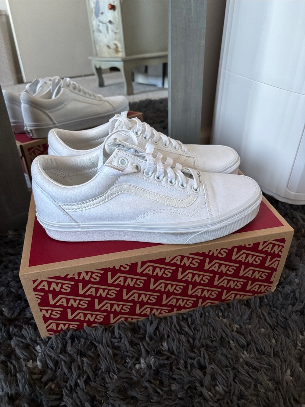 Vans White Old Skool Low Top Sneakers